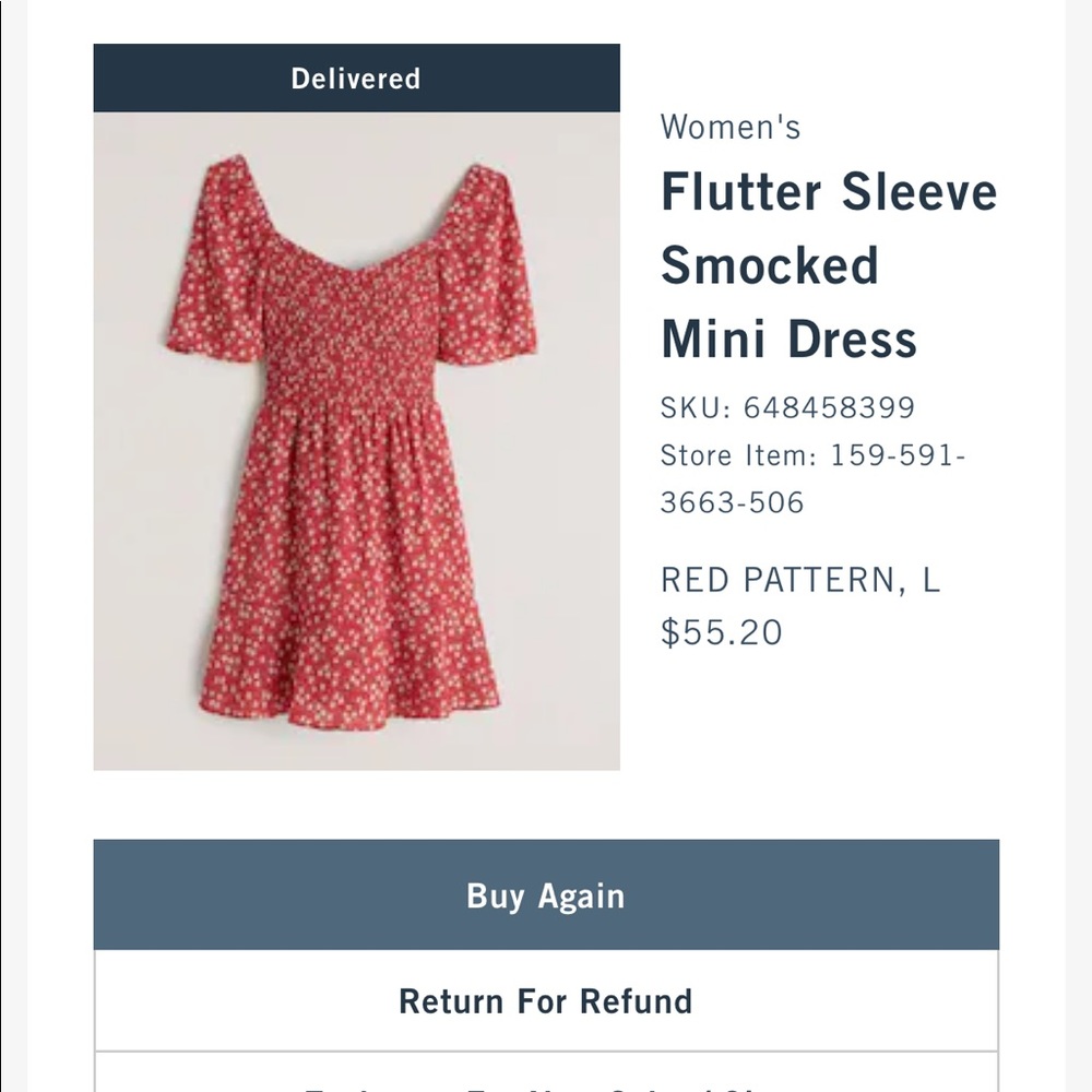 Abercrombie flutter sleeve mini dress